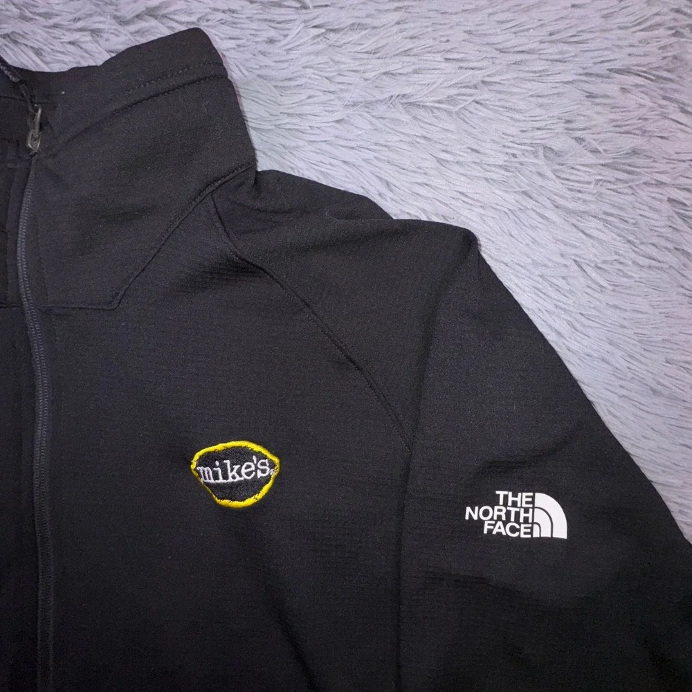 The North Face Mens XL Mountain Peaks 1/4 Zip Pullover Black Thermal Fleece logo